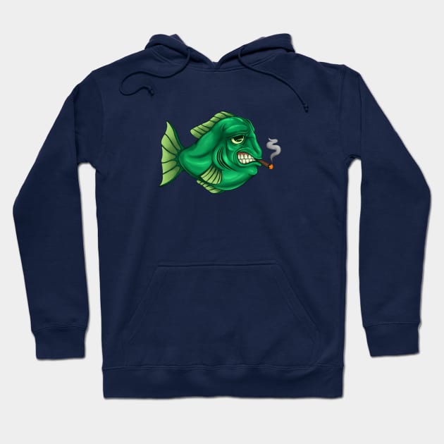 Smoking Fish Hoodie by Yadoking